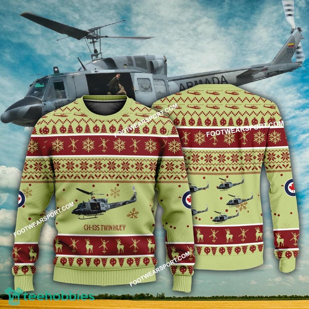 Aircraft Design CH-135 Twin Huey CH135 Ugly Christmas 3D Sweater Gift Veteran