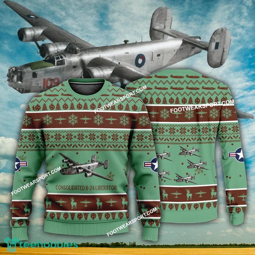 Aircraft Design Consolidated B-24 Liberator B24 Ugly Christmas US Army 3D Sweater Gift Veteran