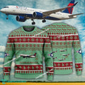 Aircraft Design Delta Air Lines Airbus A220 Ugly Christmas 3D Sweater Gift Veteran