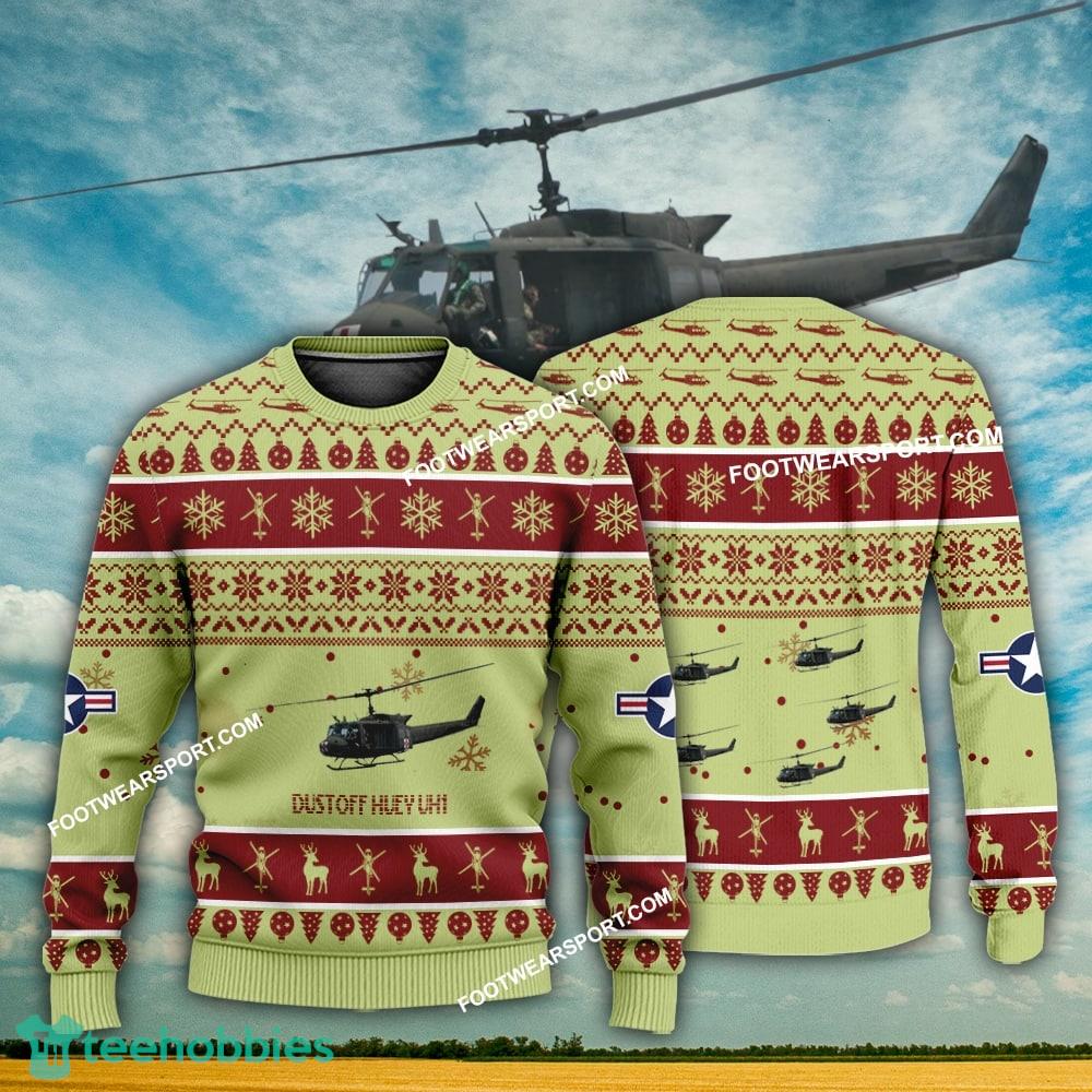 Aircraft Design DUSTOFF Huey UH1 Ugly Christmas 3D Sweater Gift Veteran