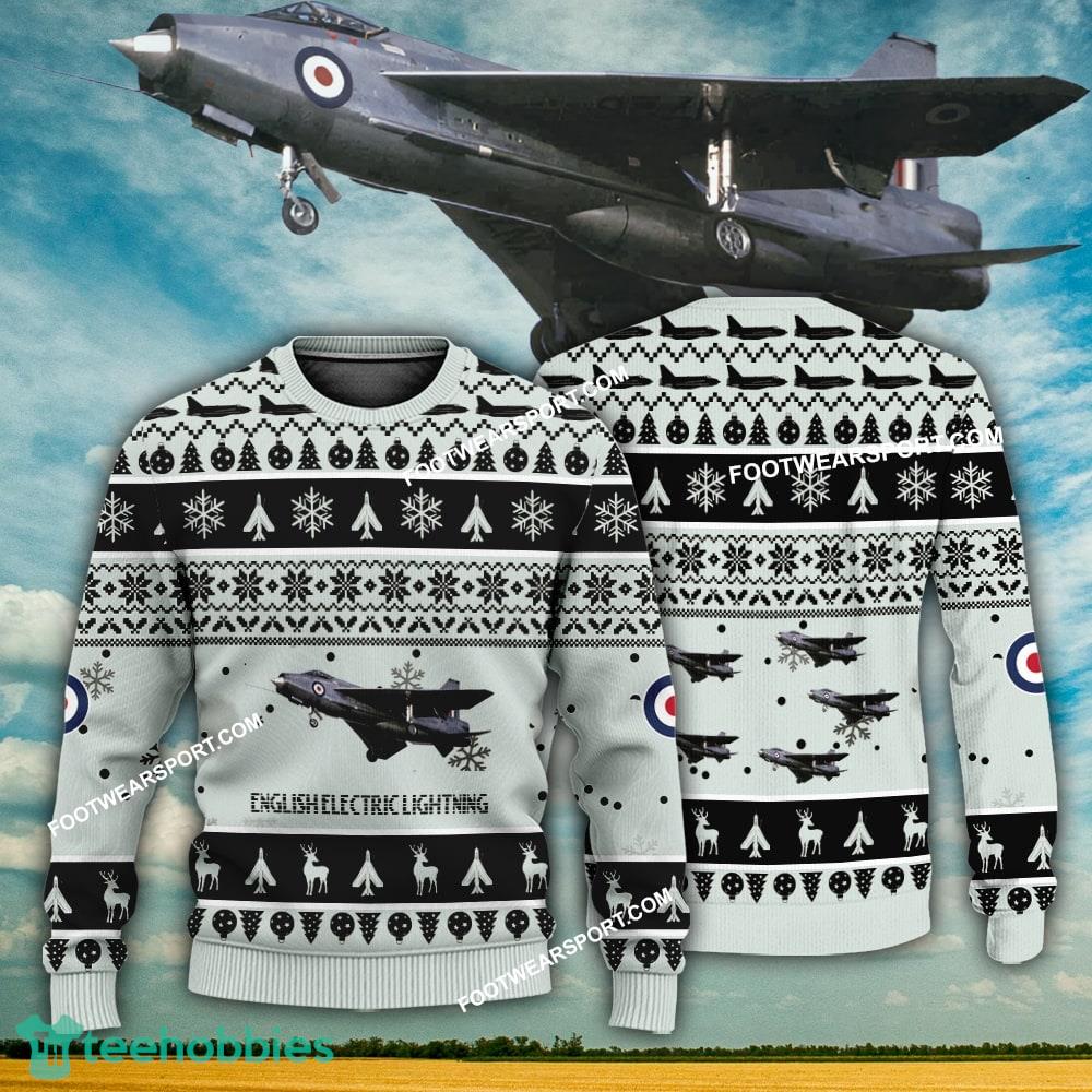 Aircraft Design English Electric Lightning Ugly Christmas 3D Sweater Gift Veteran