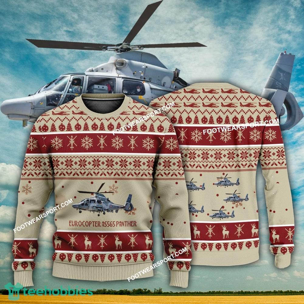Aircraft Design Eurocopter AS565 Panther Ugly Christmas 3D Sweater Gift Veteran
