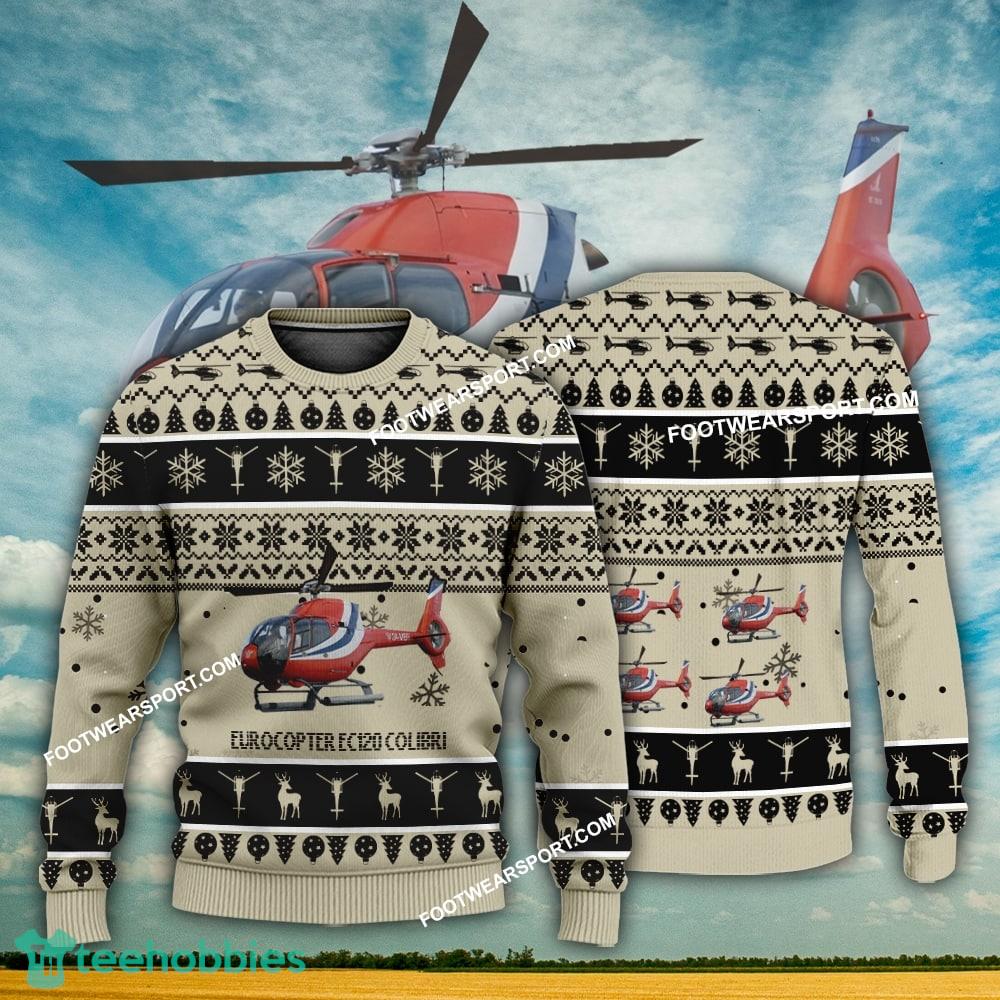 Aircraft Design Eurocopter EC120 Colibri Ugly Christmas 3D Sweater Gift Veteran