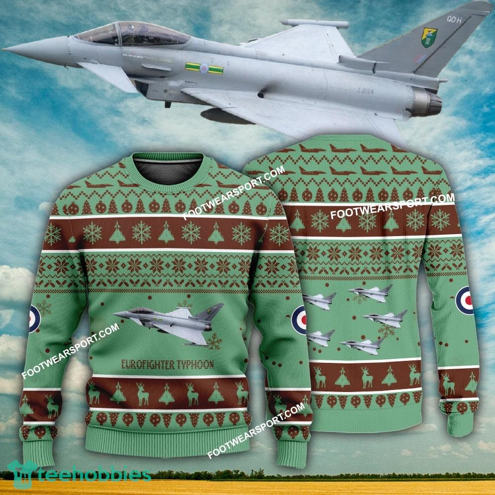 Aircraft Design Eurofighter Typhoon Ugly Christmas 3D Sweater Gift Veteran