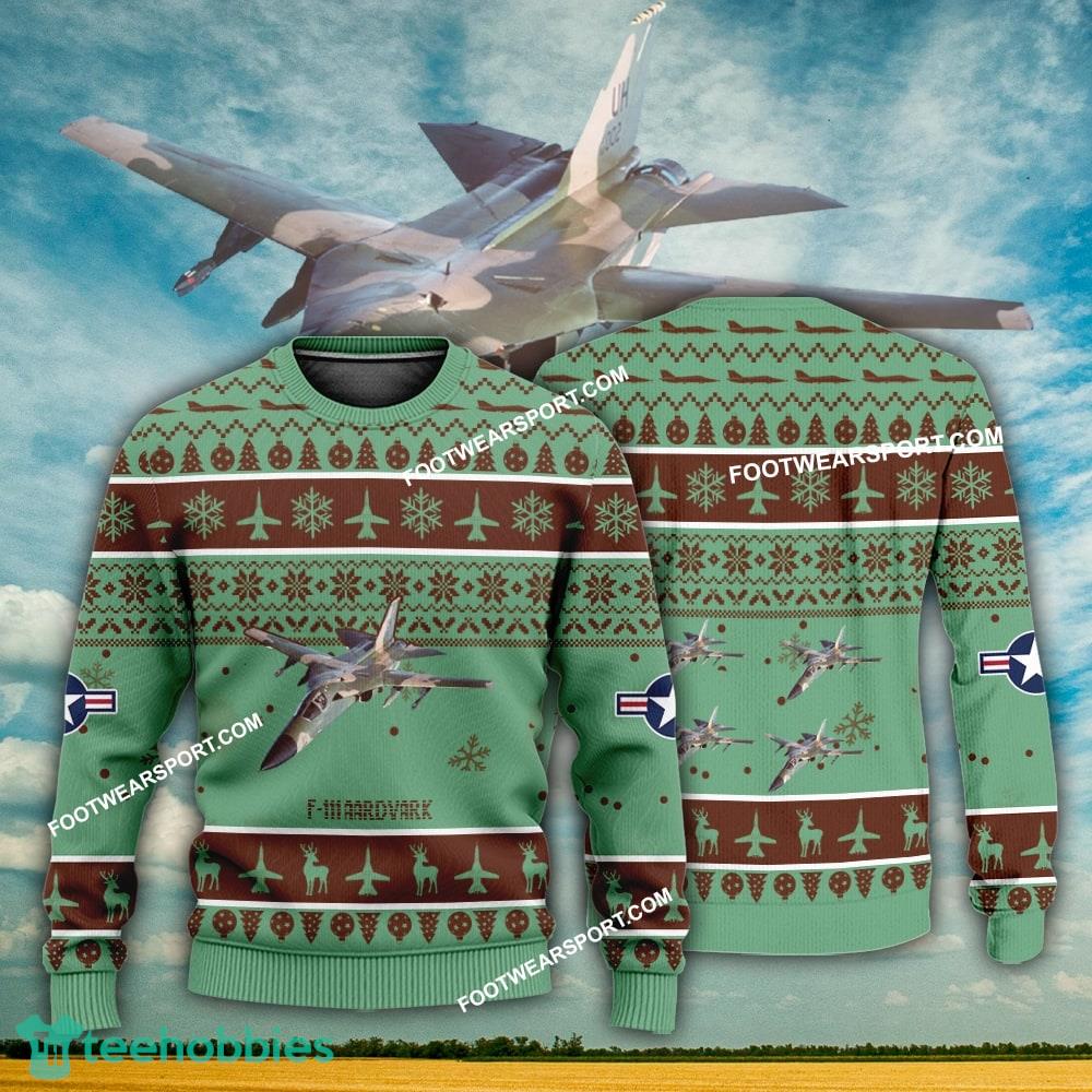 Aircraft Design F-111 Aardvark F111 Ugly Christmas US Air Force 3D Sweater Gift Veteran
