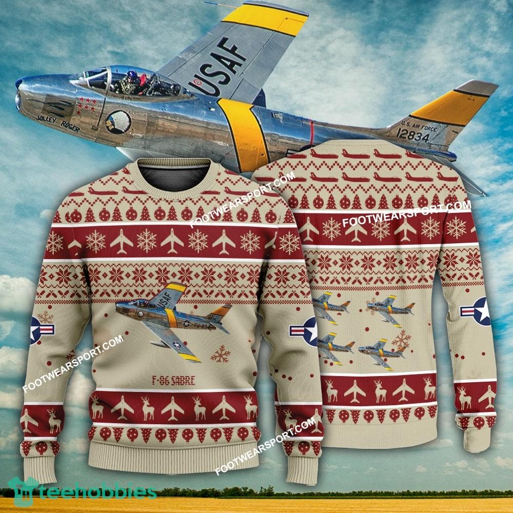 Aircraft Design F-86 Sabre F86 Ugly Christmas US Air Force 3D Sweater Gift Veteran
