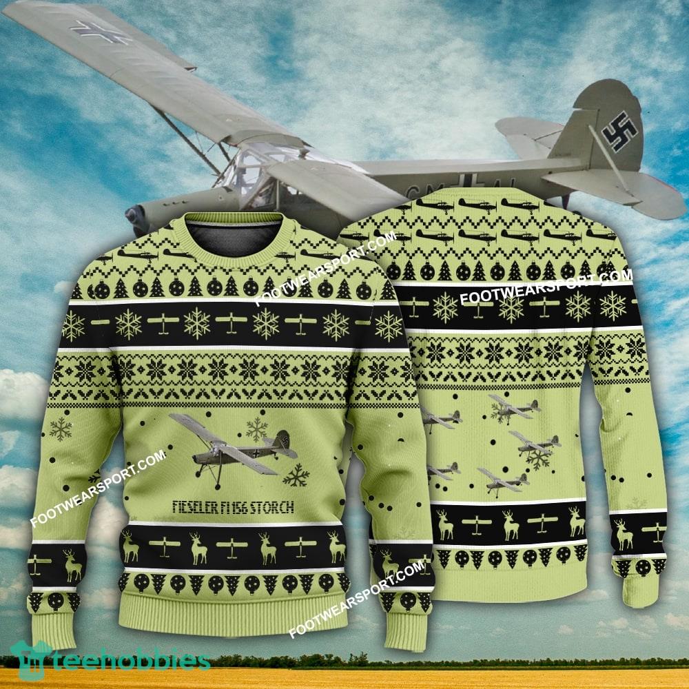 Aircraft Design Fieseler Fi 156 Storch Ugly Christmas 3D Sweater Gift Veteran