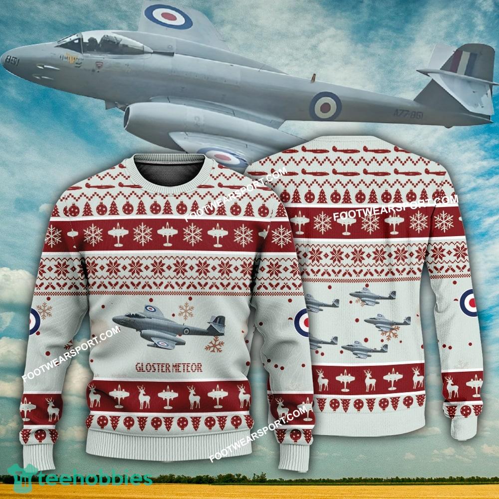 Aircraft Design Gloster Meteor Ugly Christmas 3D Sweater Gift Veteran