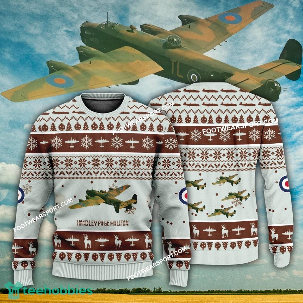 Aircraft Design Handley Page Halifax Ugly Christmas 3D Sweater Gift Veteran