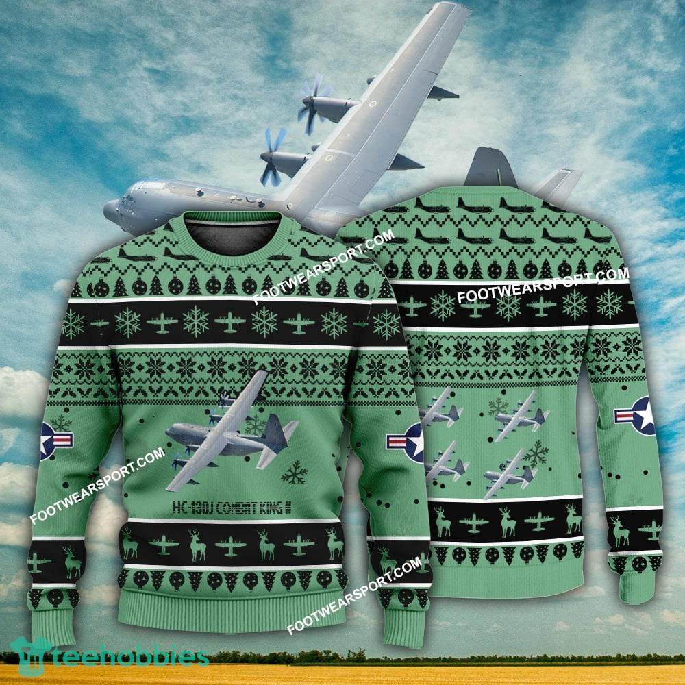 Aircraft Design HC-130J Combat King II HC130J Ugly Christmas US Air Force 3D Sweater Gift Veteran