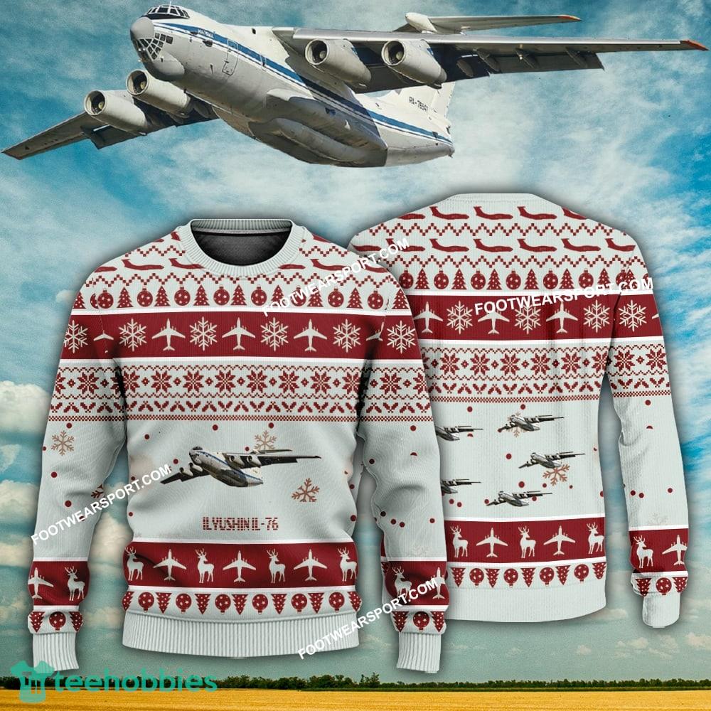 Aircraft Design Ilyushin IL-76 IL76 Ugly Christmas 3D Sweater Gift Veteran