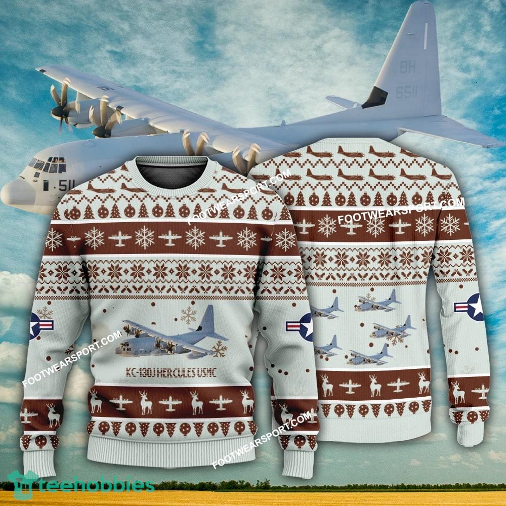 Aircraft Design KC-130J Hercules KC130J USMC Ugly Christmas US Marine Corps 3D Sweater Gift Veteran