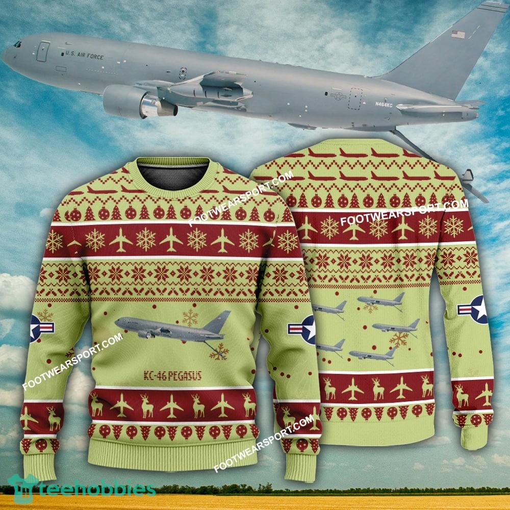 Aircraft Design KC-46 Pegasus KC46 Ugly Christmas US Air Force 3D Sweater Gift Veteran