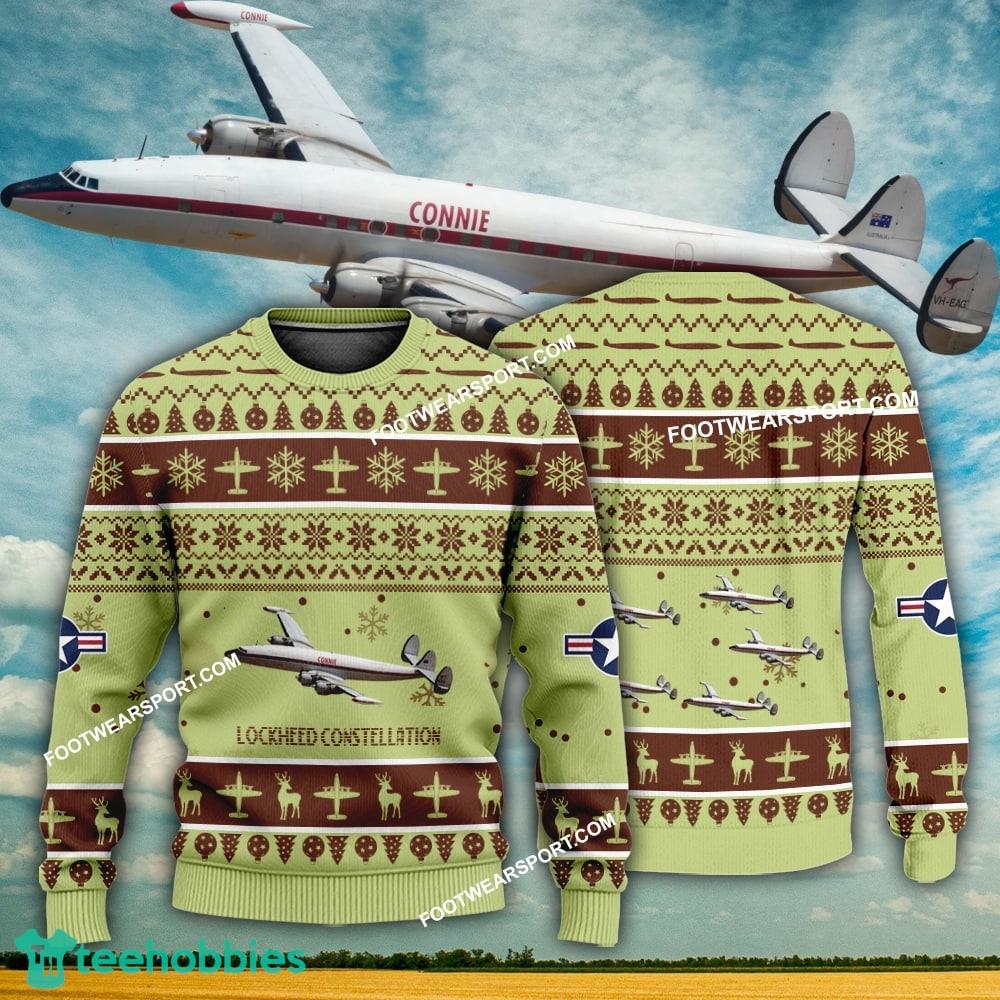 Aircraft Design Lockheed Constellation Ugly Christmas US Air Force 3D Sweater Gift Veteran
