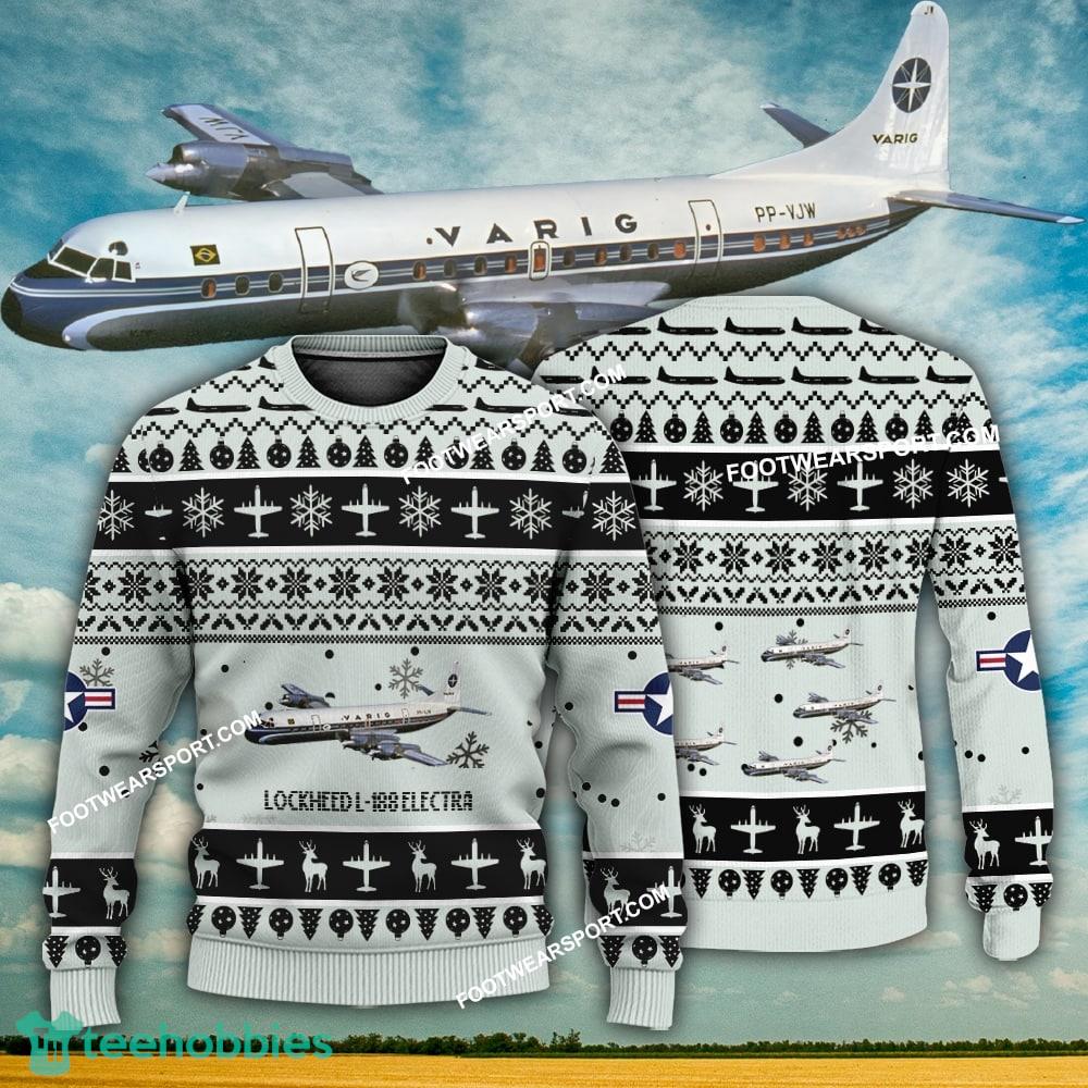 Aircraft Design Lockheed L-188 Electra Ugly Christmas 3D Sweater Gift Veteran