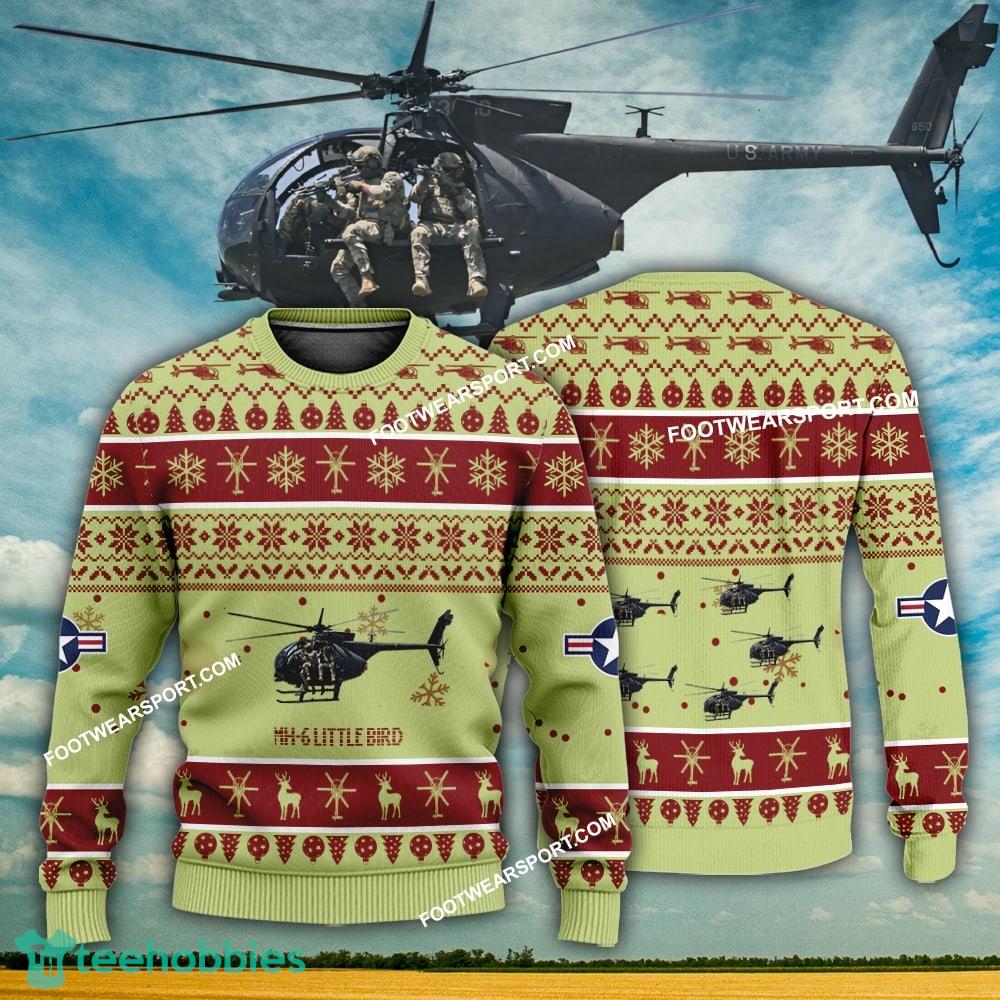 Aircraft Design MH-6 Little Bird MH6 Ugly Christmas US Army 3D Sweater Gift Veteran
