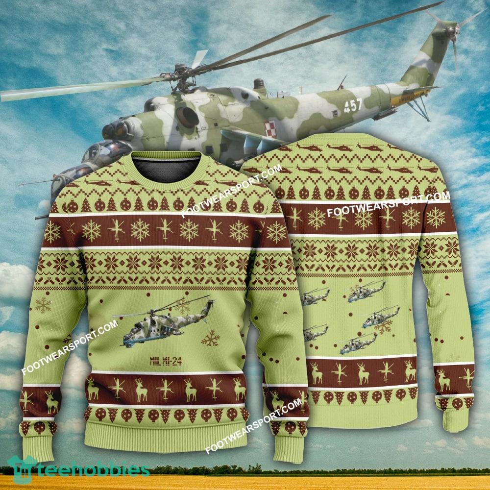 Aircraft Design Mil Mi-24 Mi24 Ugly Christmas 3D Sweater Gift Veteran
