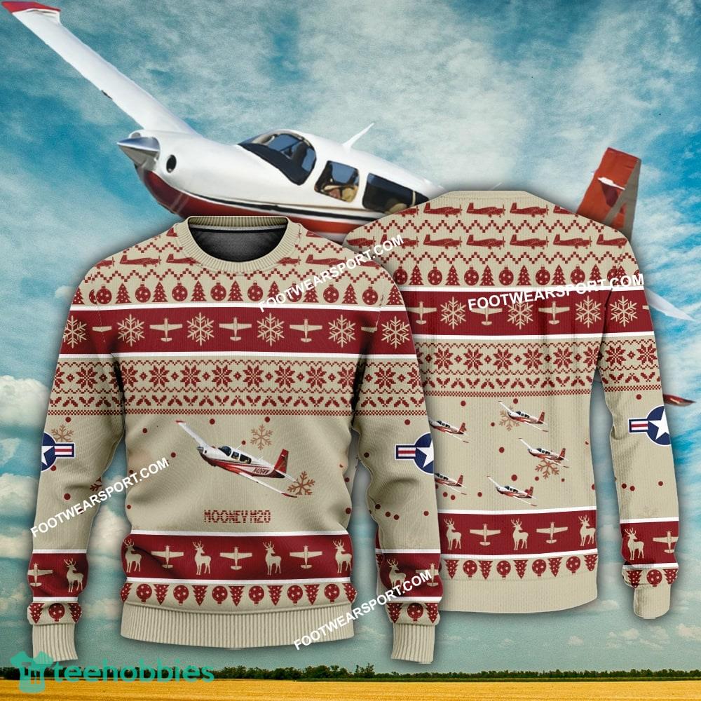 Aircraft Design Mooney M20 Ugly Christmas 3D Sweater Gift Veteran