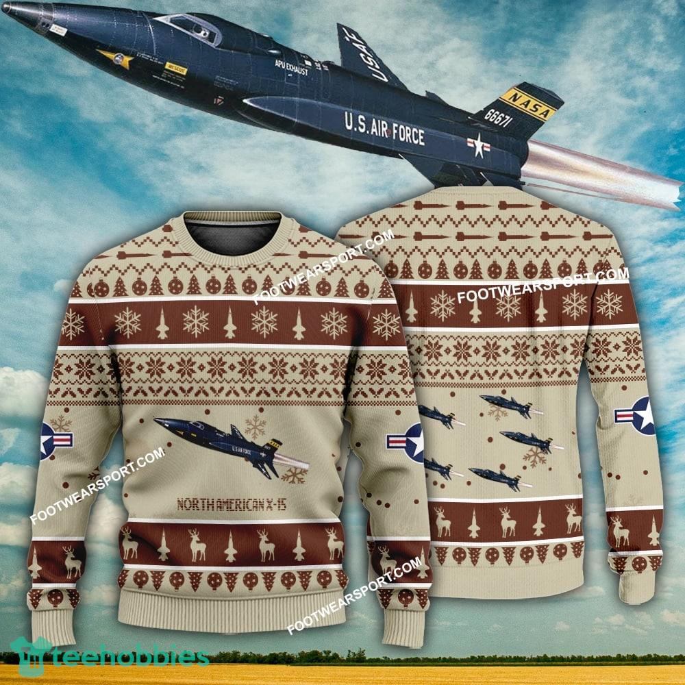 Aircraft Design North American X-15 X15 Ugly Christmas US Air Force 3D Sweater Gift Veteran