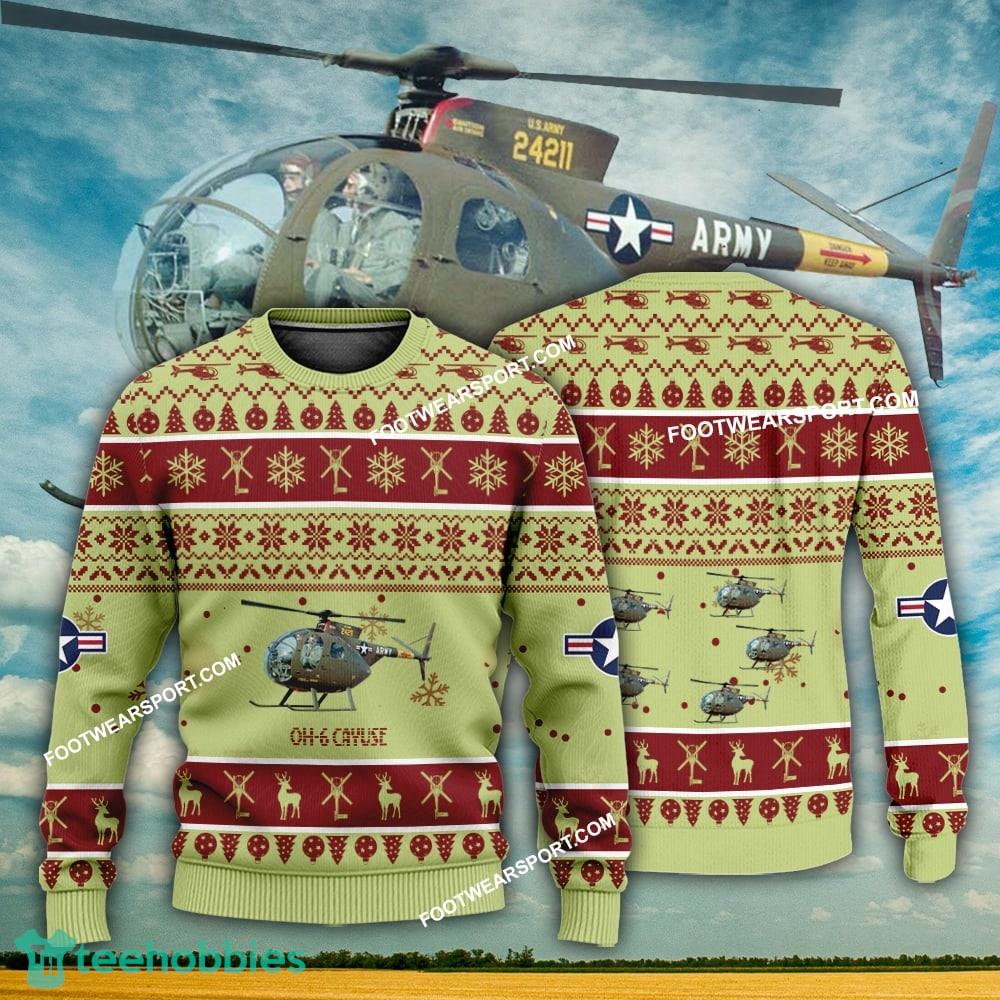 Aircraft Design OH-6 Cayuse OH6 Ugly Christmas US Army 3D Sweater Gift Veteran