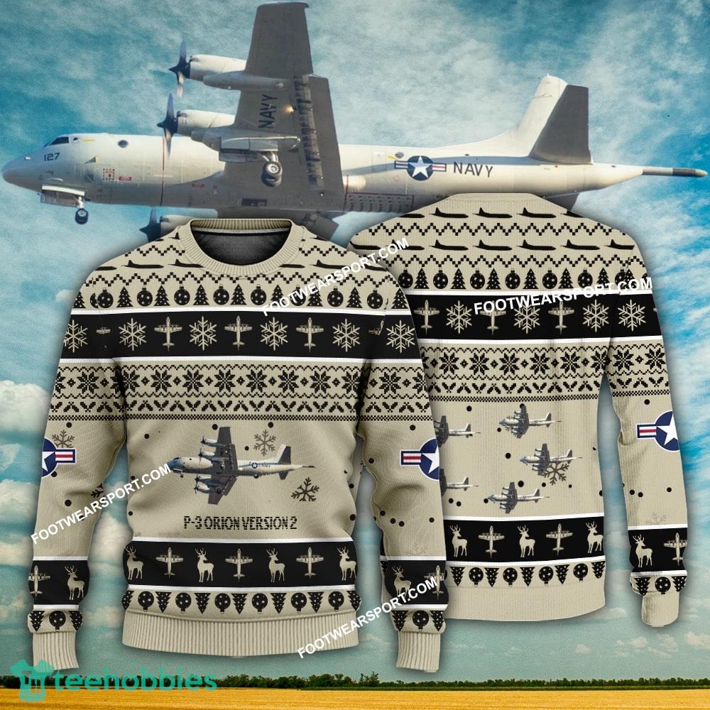 Aircraft Design P-3 Orion Version 2 Ugly Christmas US Navy 3D Sweater Gift Veteran