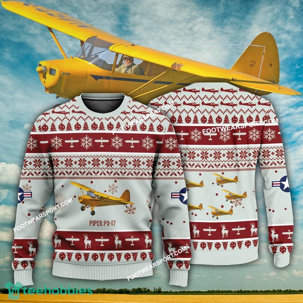 Aircraft Design Piper PA-17 PA17 Ugly Christmas 3D Sweater Gift Veteran