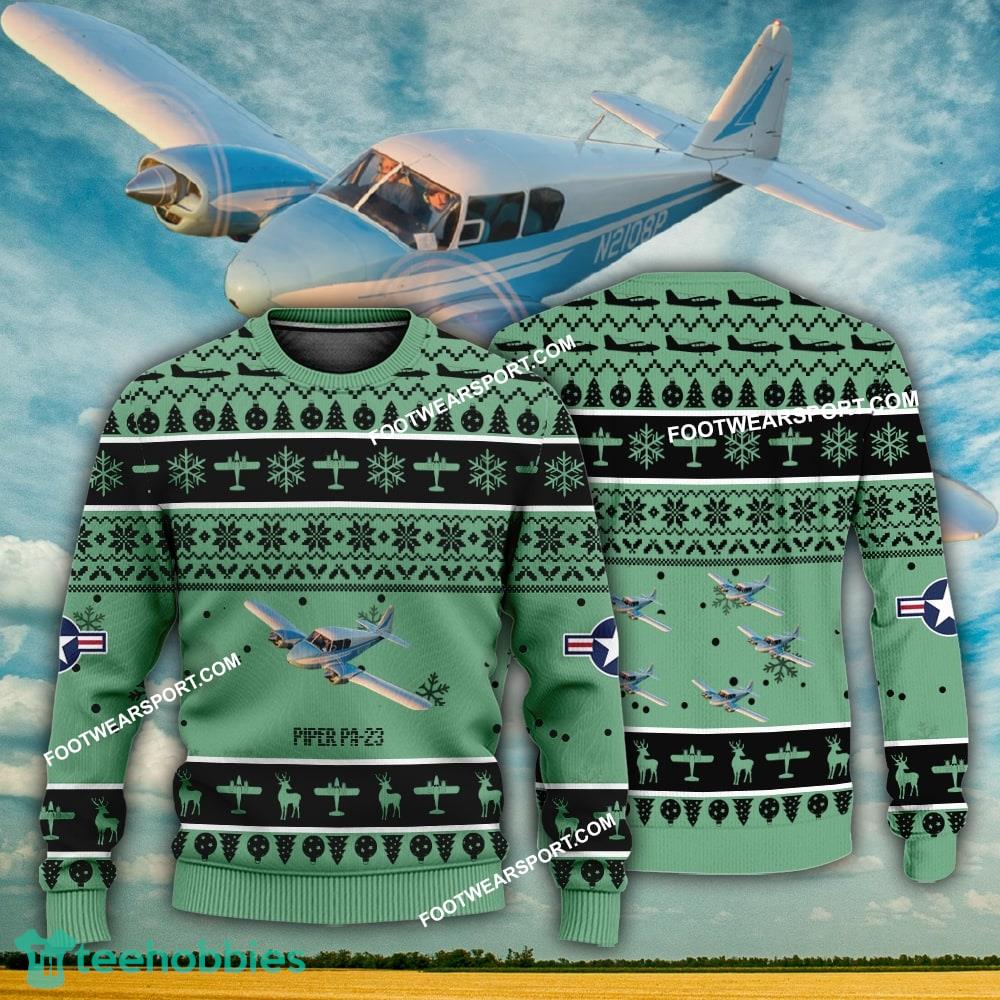 Aircraft Design Piper PA-23 Ugly Christmas 3D Sweater Gift Veteran
