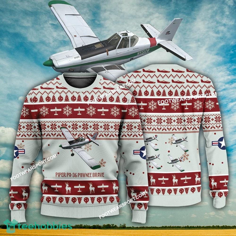 Aircraft Design Piper PA-36 Pawnee Brave PA36 Ugly Christmas 3D Sweater Gift Veteran
