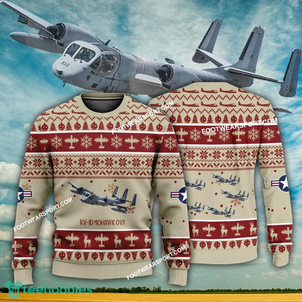 Aircraft Design RV-1D Mohawk OV1 RV1D Ugly Christmas US Army 3D Sweater Gift Veteran