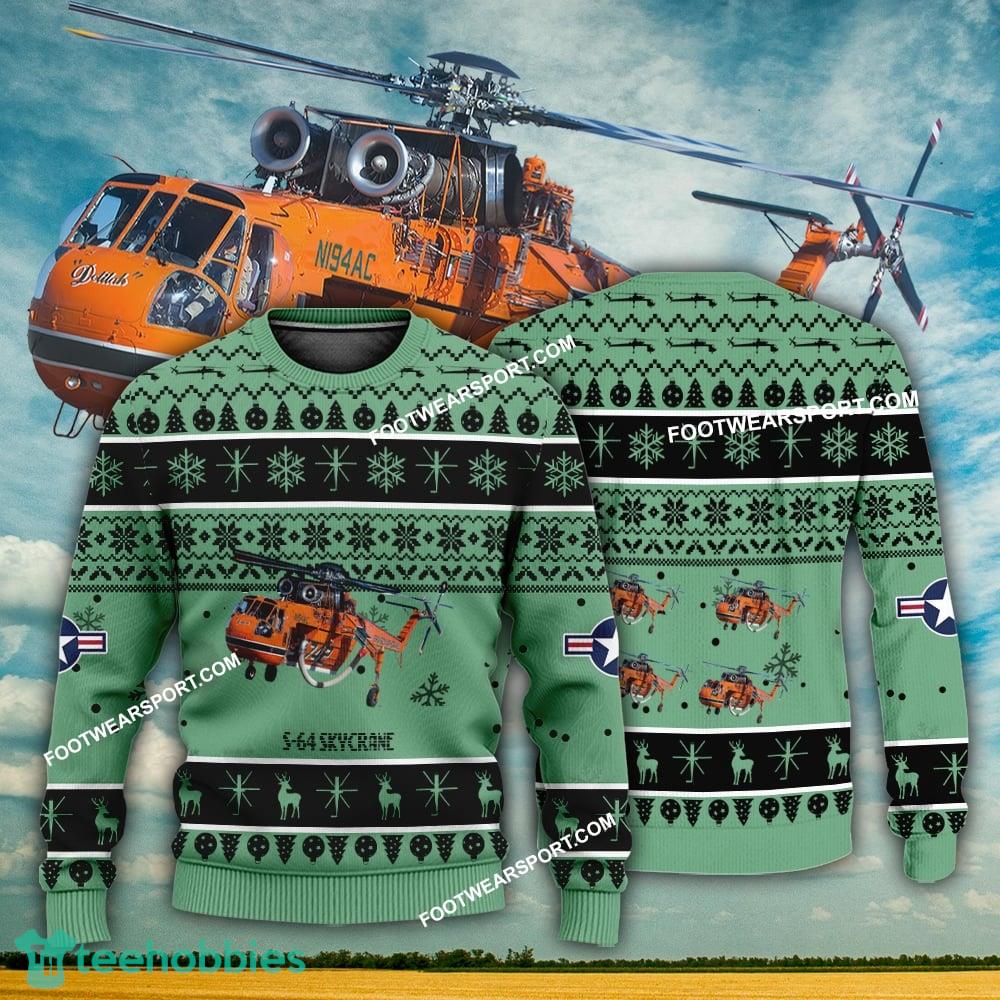Aircraft Design S-64 Skycrane S64 Ugly Christmas US Army 3D Sweater Gift Veteran