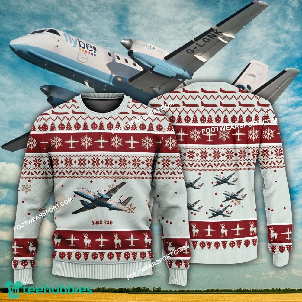 Aircraft Design Saab 340 Ugly Christmas 3D Sweater Gift Veteran