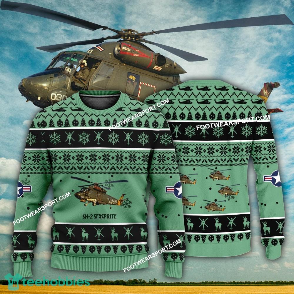 Aircraft Design SH-2 Seasprite SH2 Ugly Christmas US Navy 3D Sweater Gift Veteran