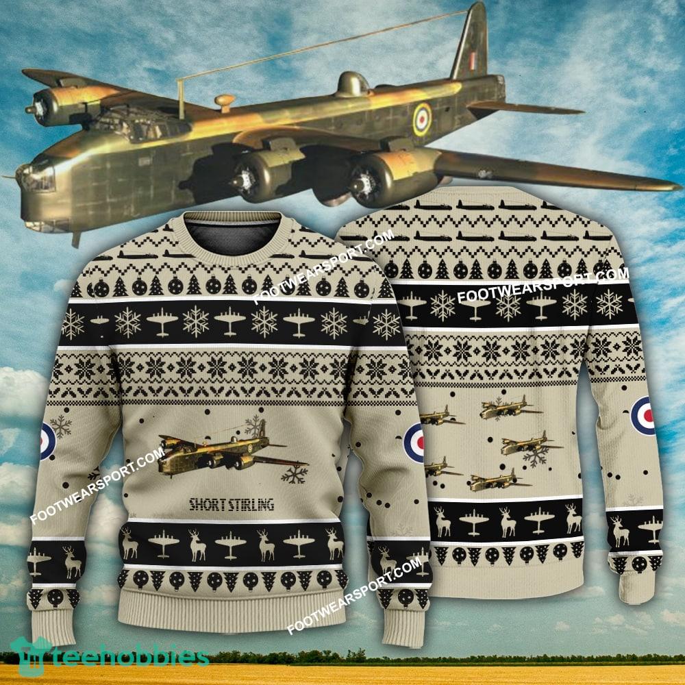 Aircraft Design Short Stirling Ugly Christmas 3D Sweater Gift Veteran
