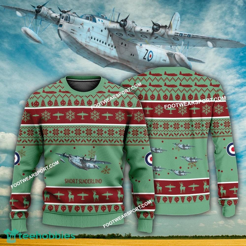 Aircraft Design Short Sunderland Ugly Christmas 3D Sweater Gift Veteran