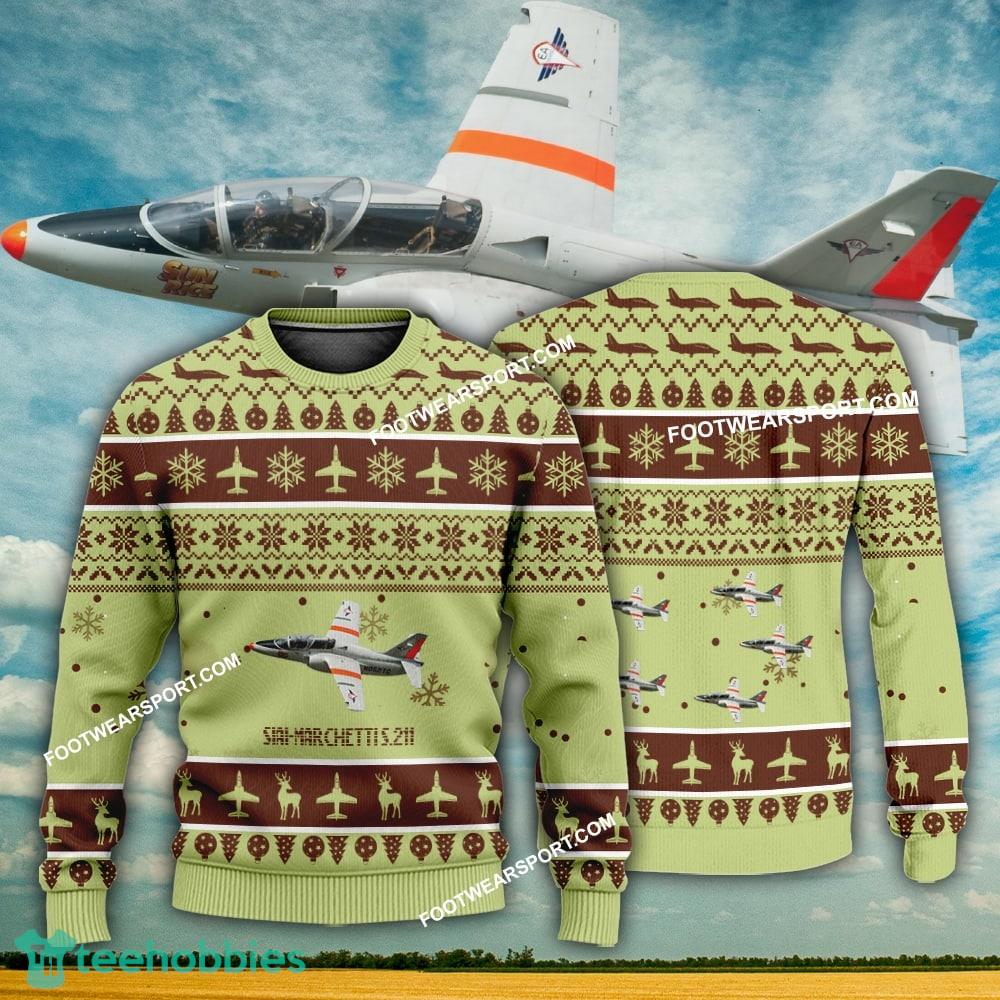 Aircraft Design SIAI-Marchetti S.211 S211 Ugly Christmas 3D Sweater Gift Veteran