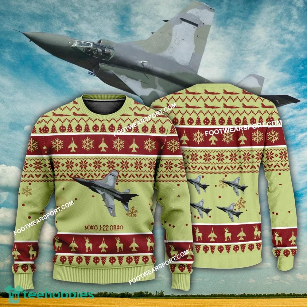 Aircraft Design Soko J-22 Orao J22 Ugly Christmas 3D Sweater Gift Veteran