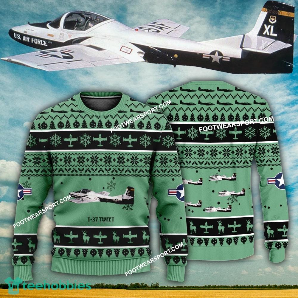 Aircraft Design T-37 Tweet T37 Ugly Christmas US Air Force 3D Sweater Gift Veteran