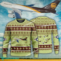 Aircraft Design UPS Boeing 747 JET Ugly Christmas 3D Sweater Gift Veteran