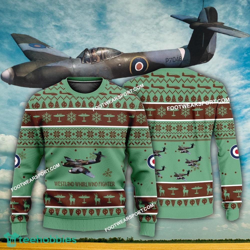 Aircraft Design Westland Whirlwind Fighter Ugly Christmas 3D Sweater Gift Veteran