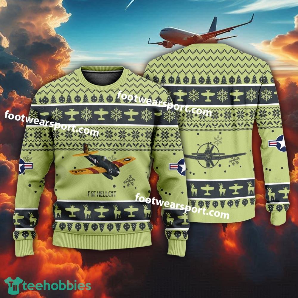 Aircraft Drawing F6F Hellcat US Navy Christmas Sweater Gift Veteran