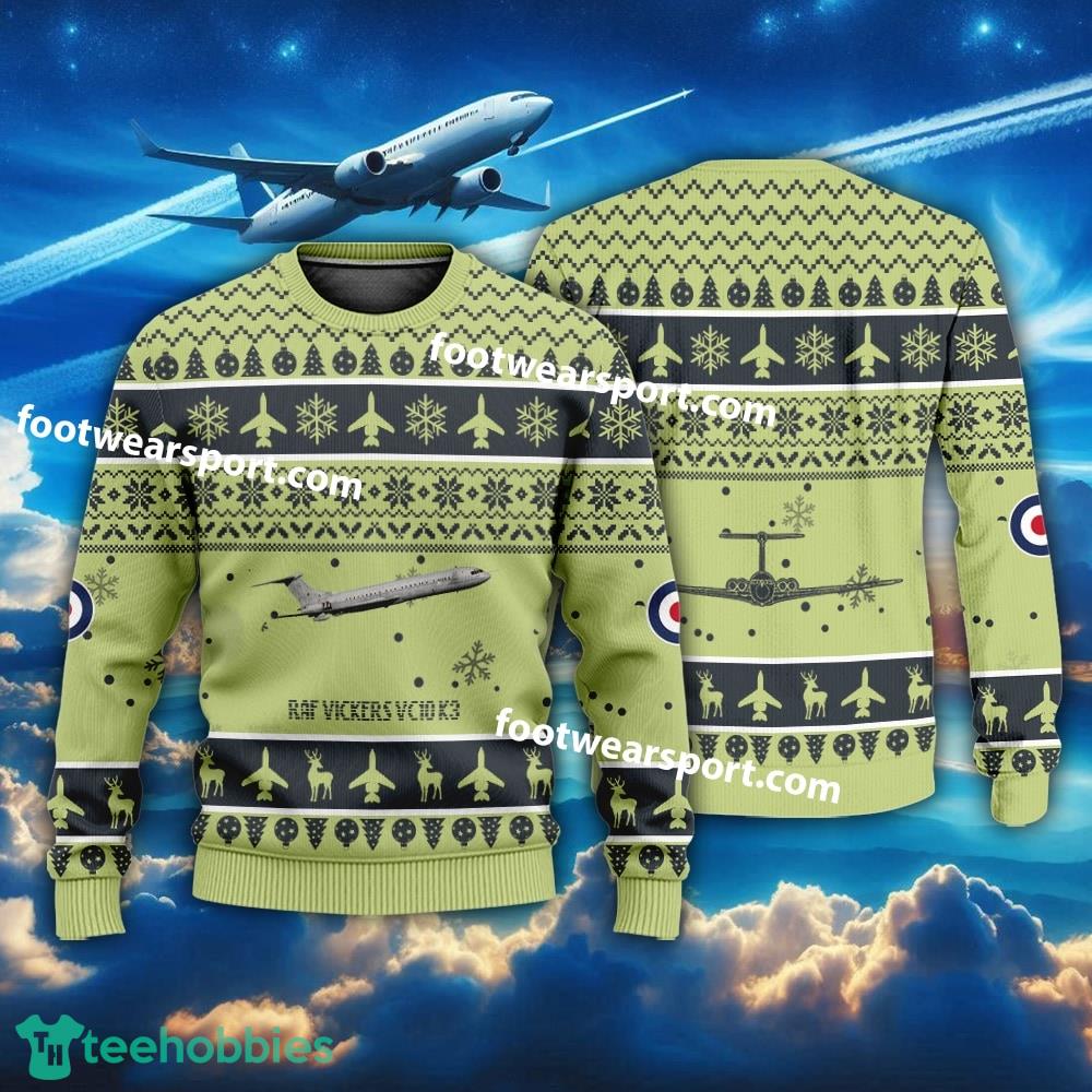 Aircraft Drawing RAF Vickers VC10 K3 Over The North Sea Lofting Christmas Sweater Gift Christmas