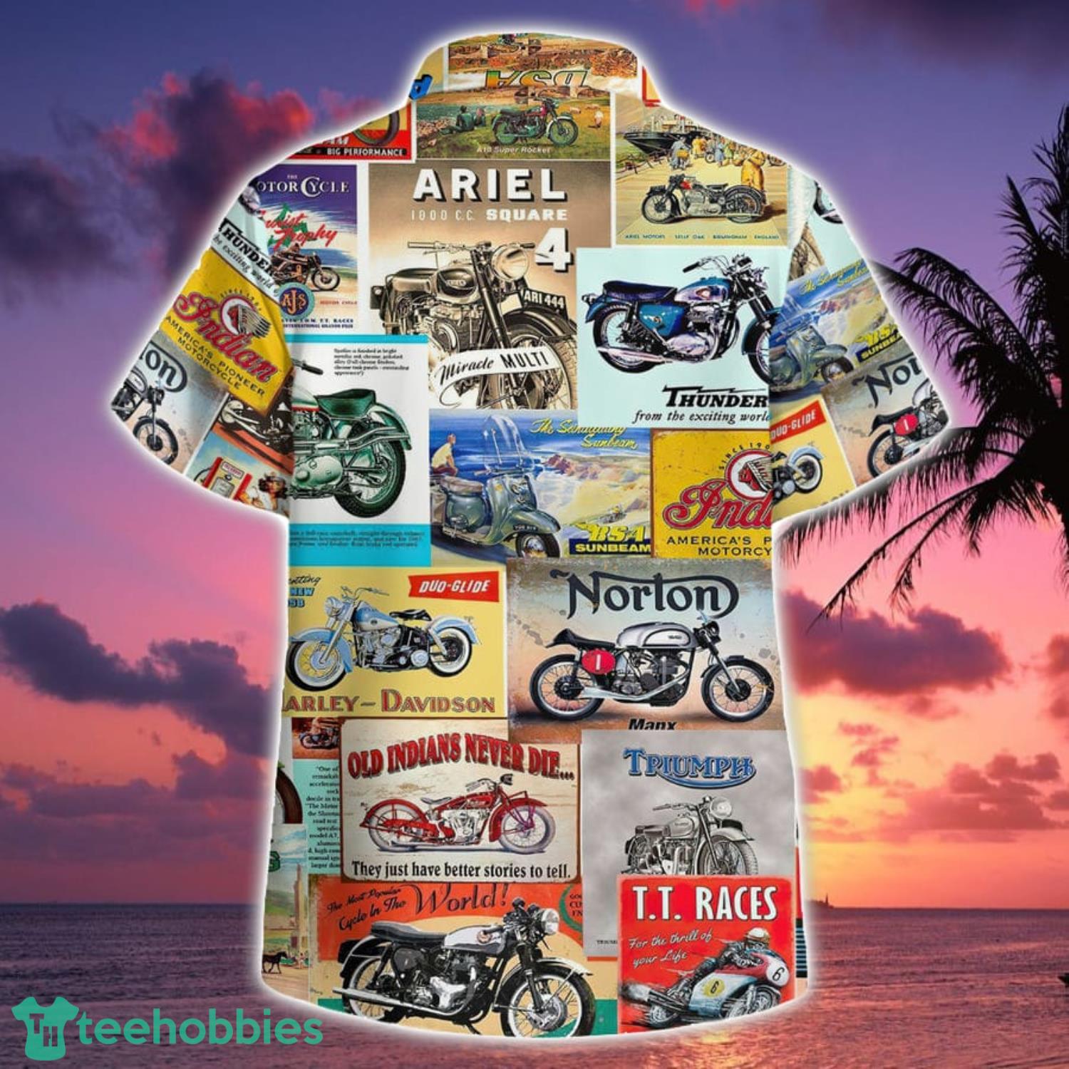 Amazing Vintage Retro Motorcycle Wall Logo Unisex Hawaiian Shirt Botton Beach Shirt