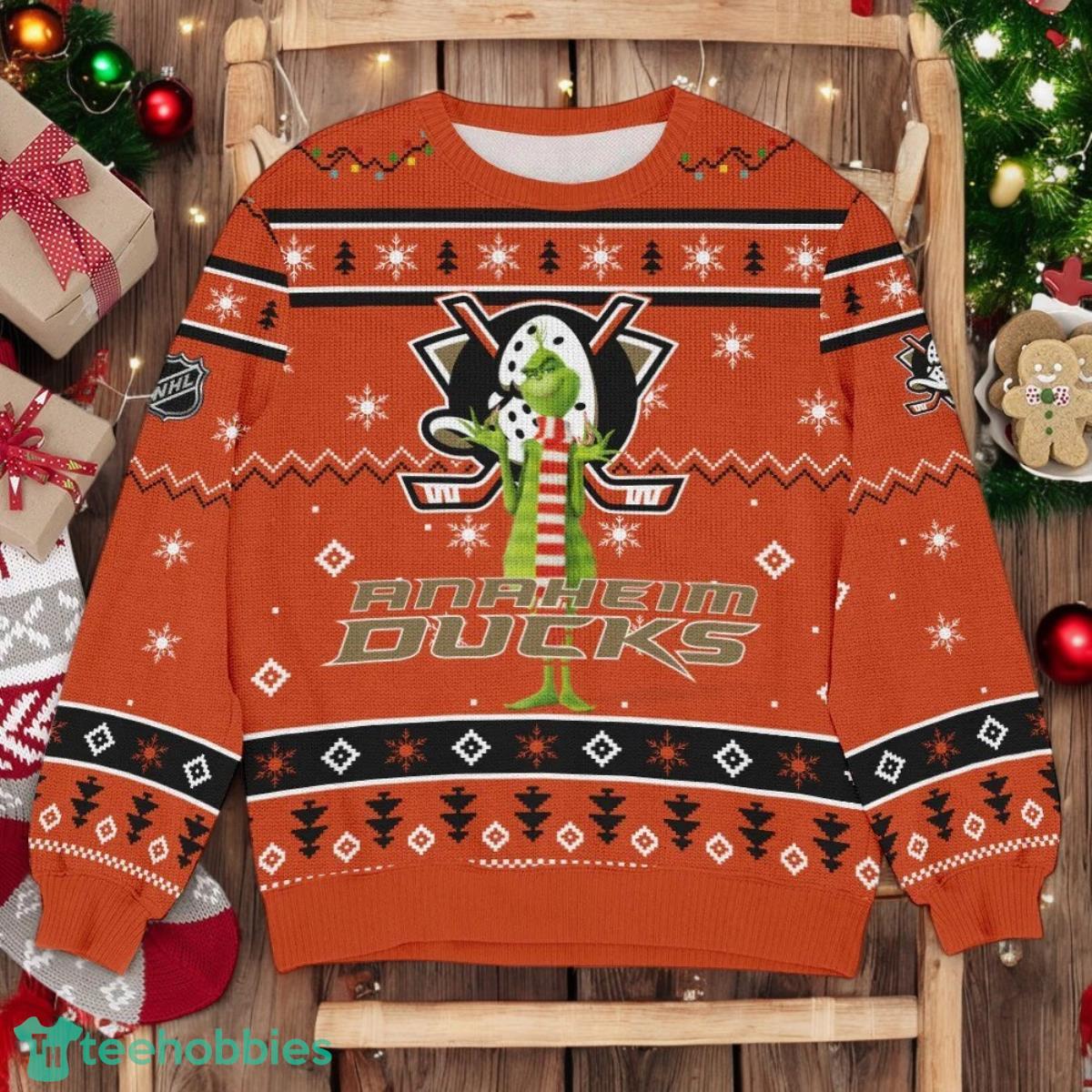 Anaheim Ducks NHL Grinch Ugly Christmas Sweater Team Holiday Christmas Gift