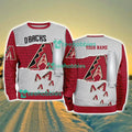 Arizona Diamondbacks MLB Sporty Color Custom Name Christmas Ugly Sweater Gift For Fans