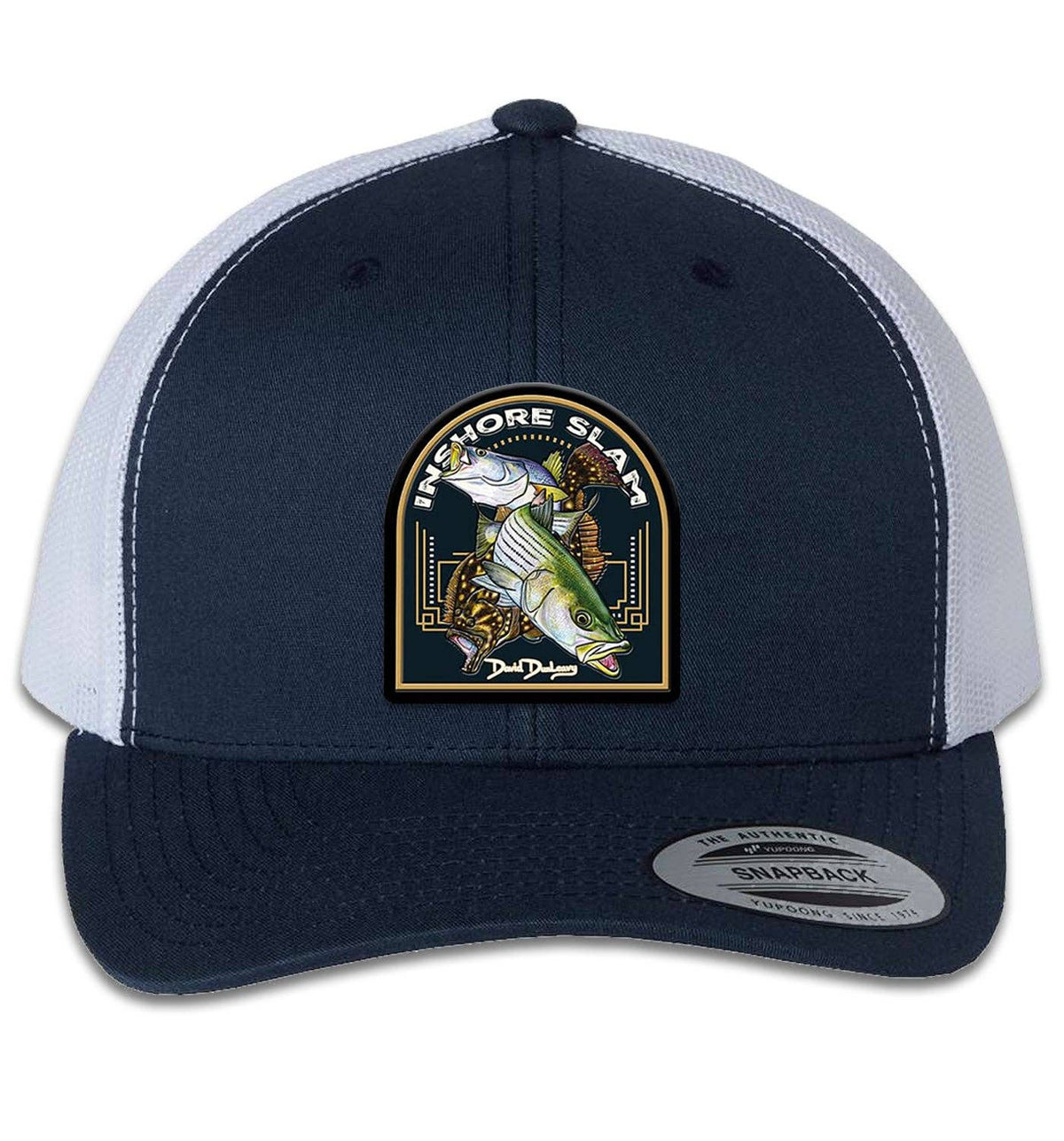 Inshore Slam 6 Panel Trucker Snap Back Navy White Hat Unisex , , , Long Sleeve Tee
