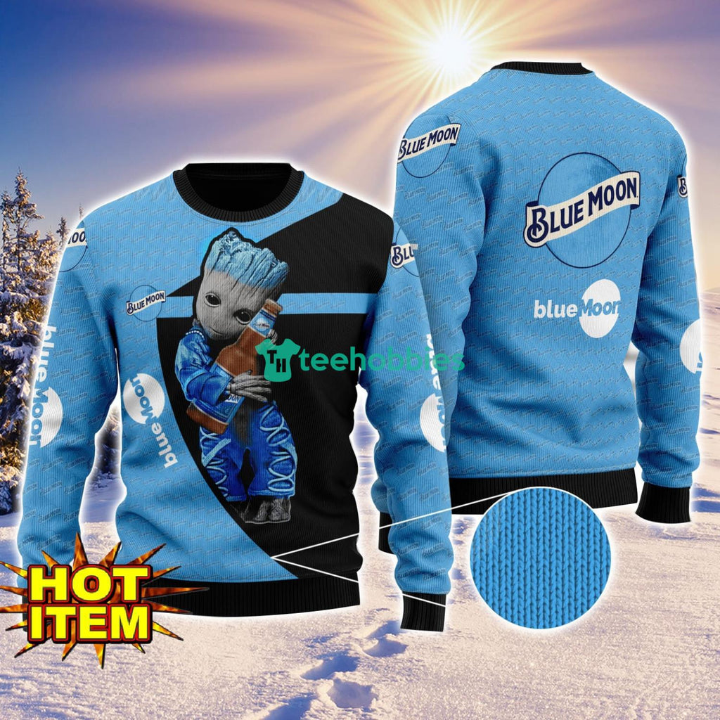 Baby Groot Hug Blue Moon Ugly Christmas 3D Sweater All Over Print