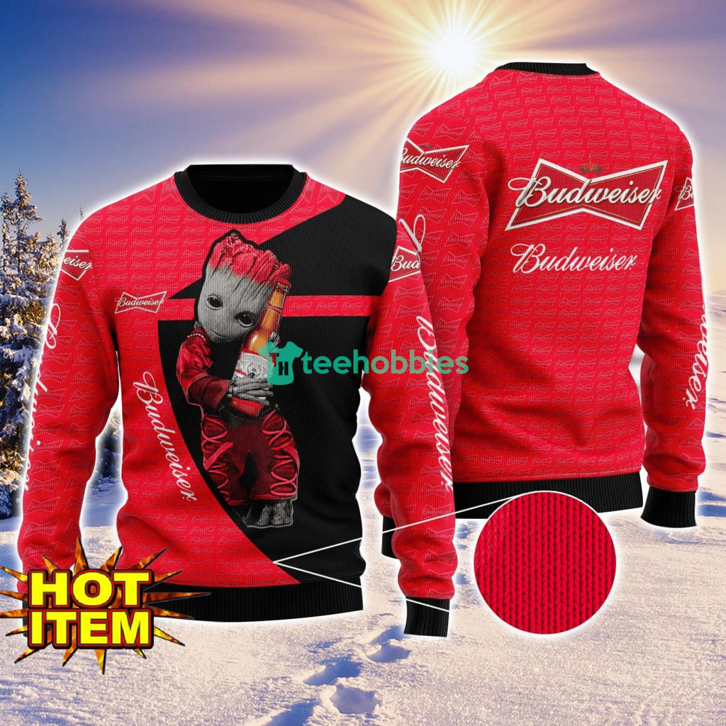 Baby Groot Hug Budweiser Ugly Christmas 3D Sweater All Over Print