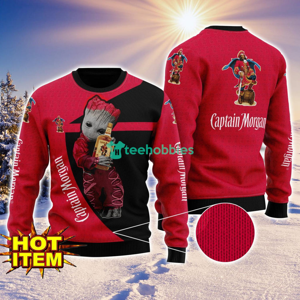 Baby Groot Hug Captain Morgan Ugly Christmas 3D Sweater All Over Print