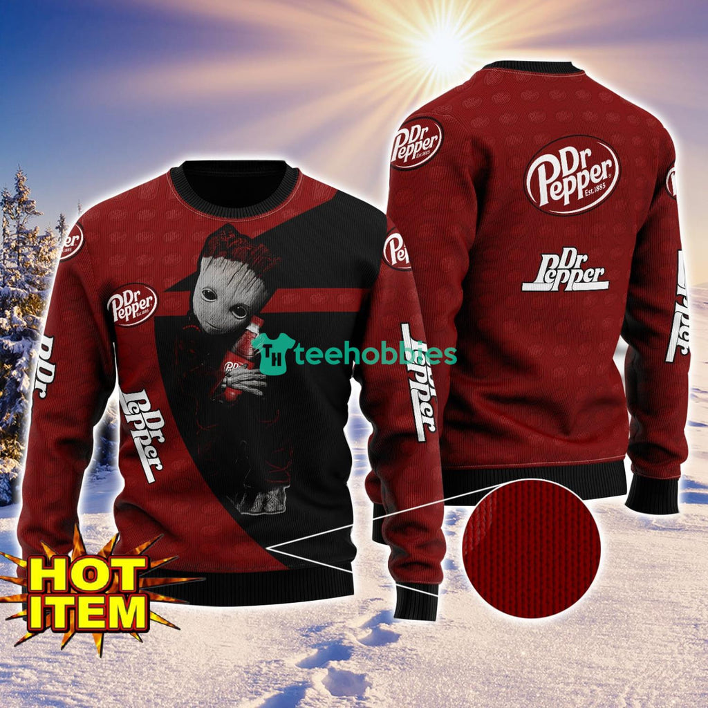 Baby Groot Hug dr pepper Ugly Christmas 3D Sweater All Over Print