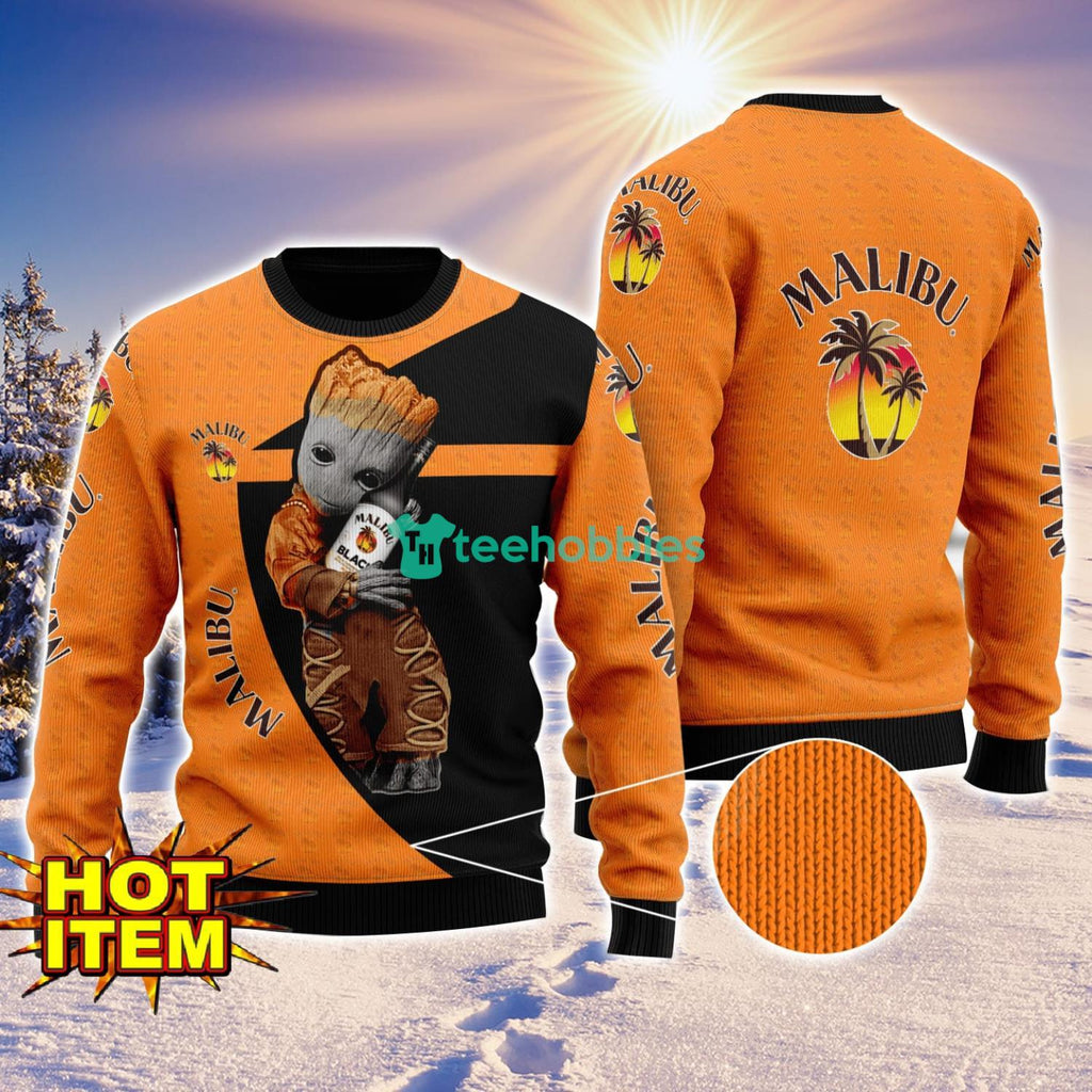 Baby Groot Hug Malibu Rum Ugly Christmas 3D Sweater All Over Print